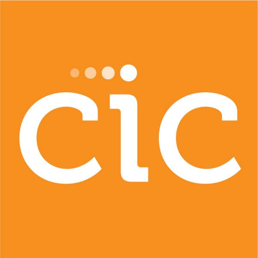 Logo with white 'cic' text and dots on an orange background.